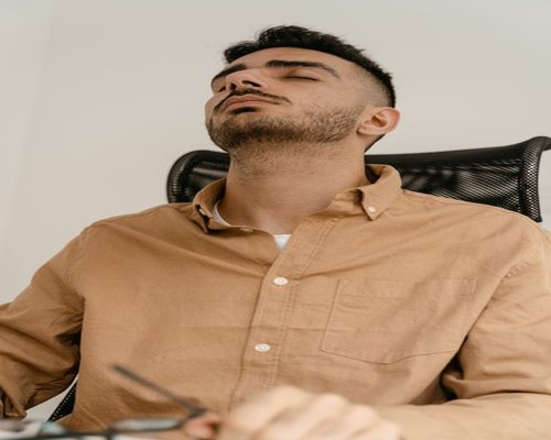 Professional taking a mental break during a busy day