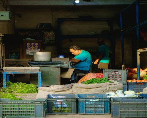 Fresh vegetables displayed in an Indian local market